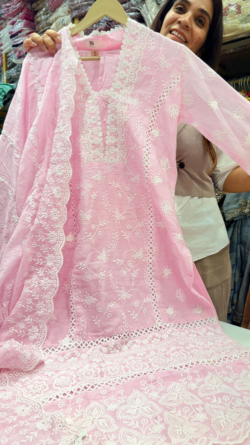 Embroidered Straight Suit Set