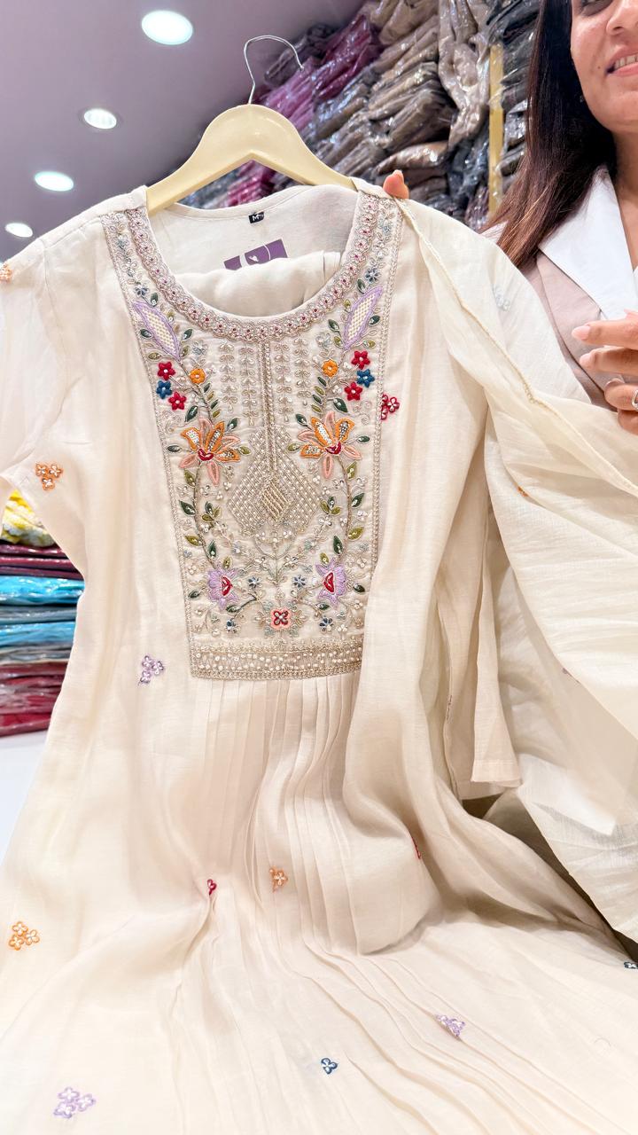 Ivory Blossom Hand Embroidered Suit Set