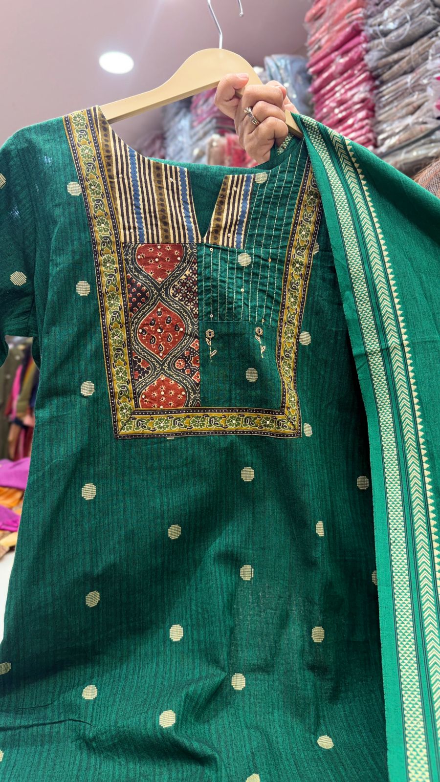 Emerald Green Handloom Suit Set