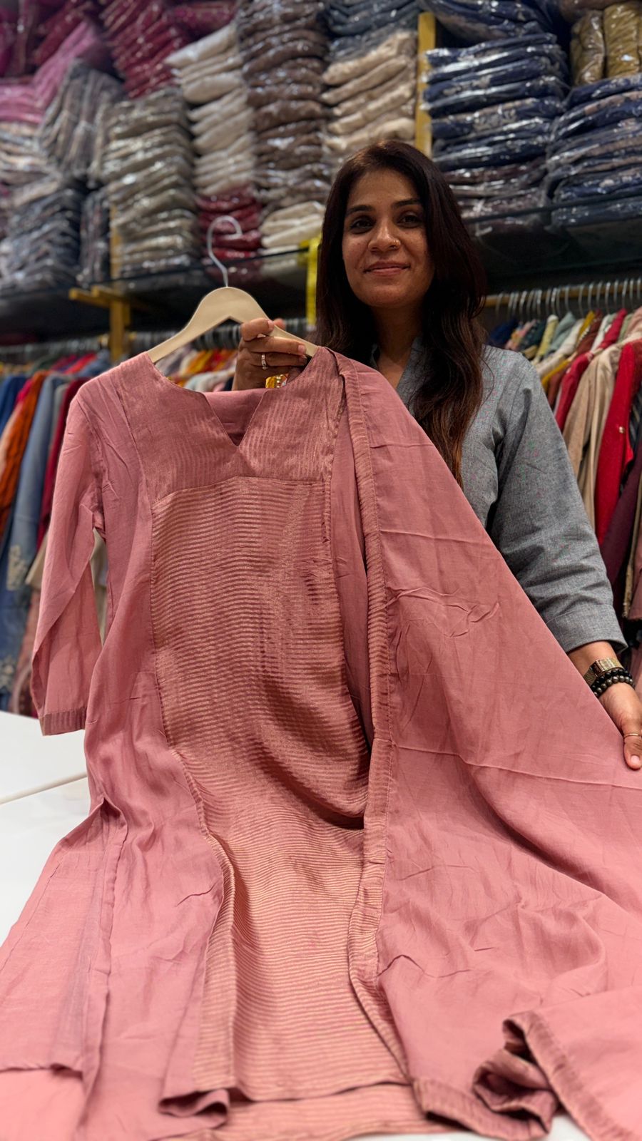 Rose Gold Lurex Work Suit Set