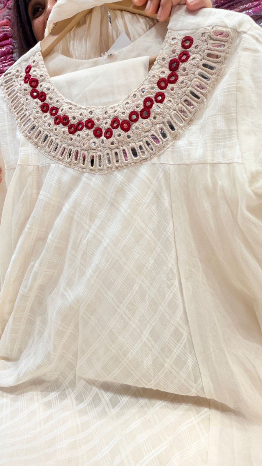 Ivory Pearl Embellished Anarkali Set