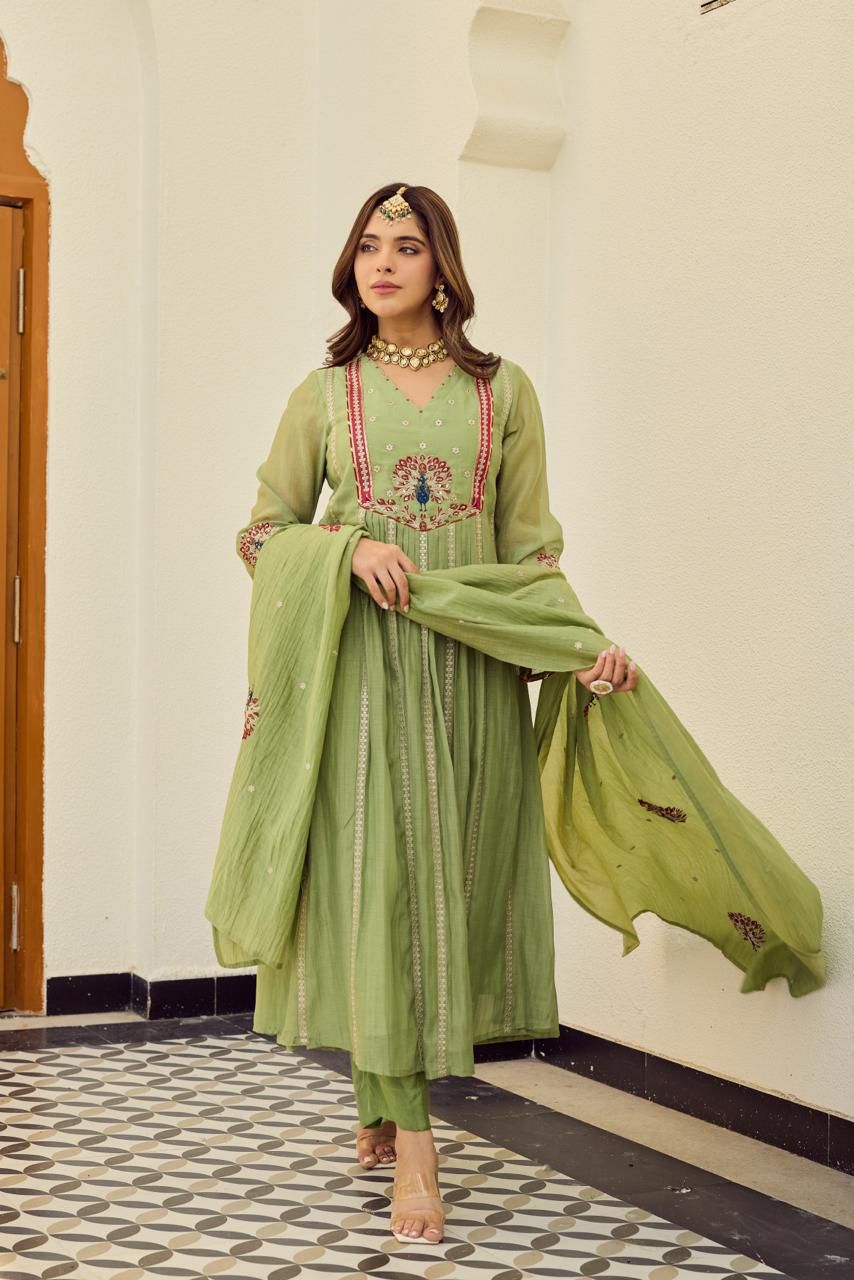 Meadow Grace Embroidered Anarkali Suit Set