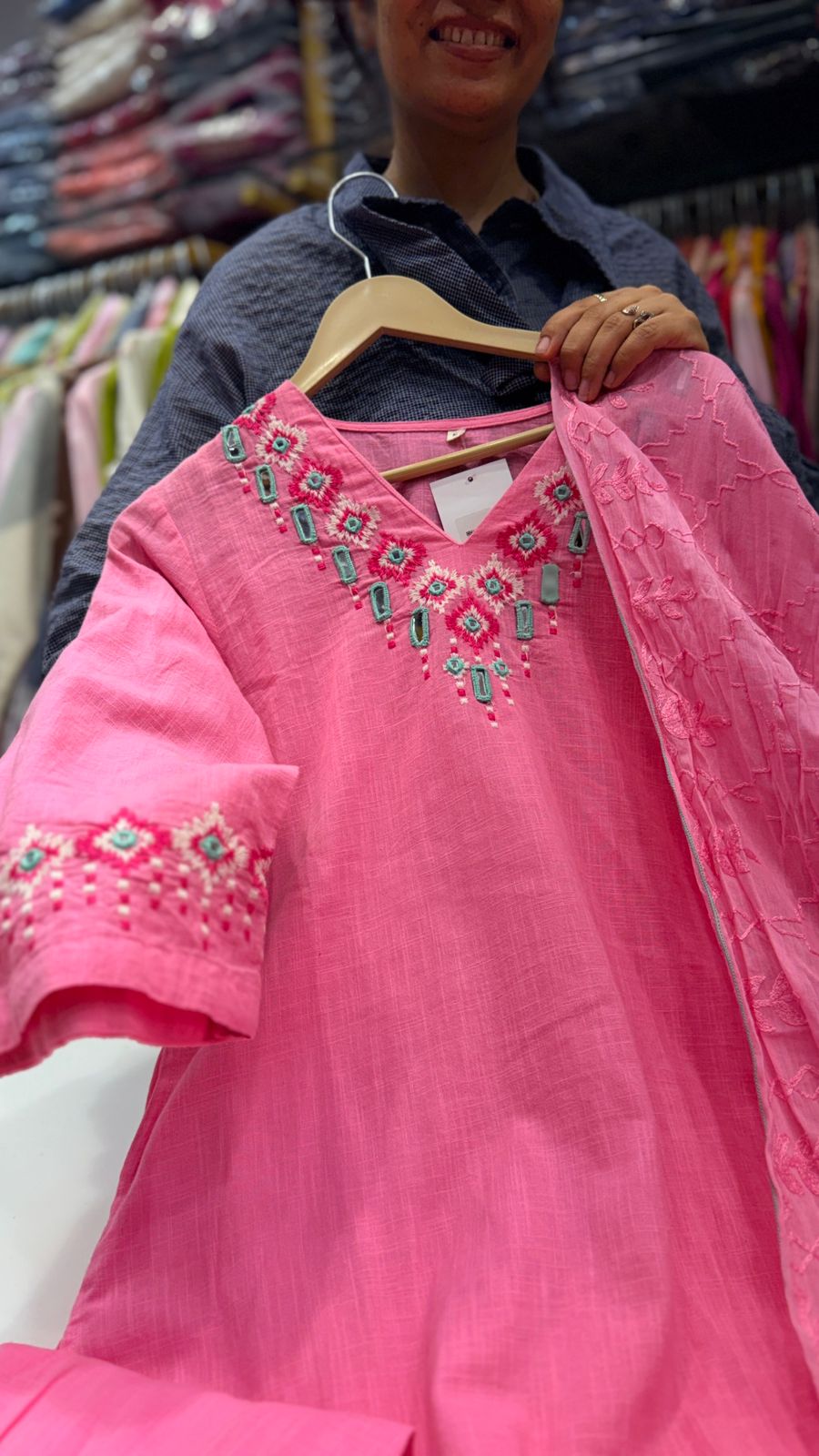 Blush Embroidered Cotton Suit Set