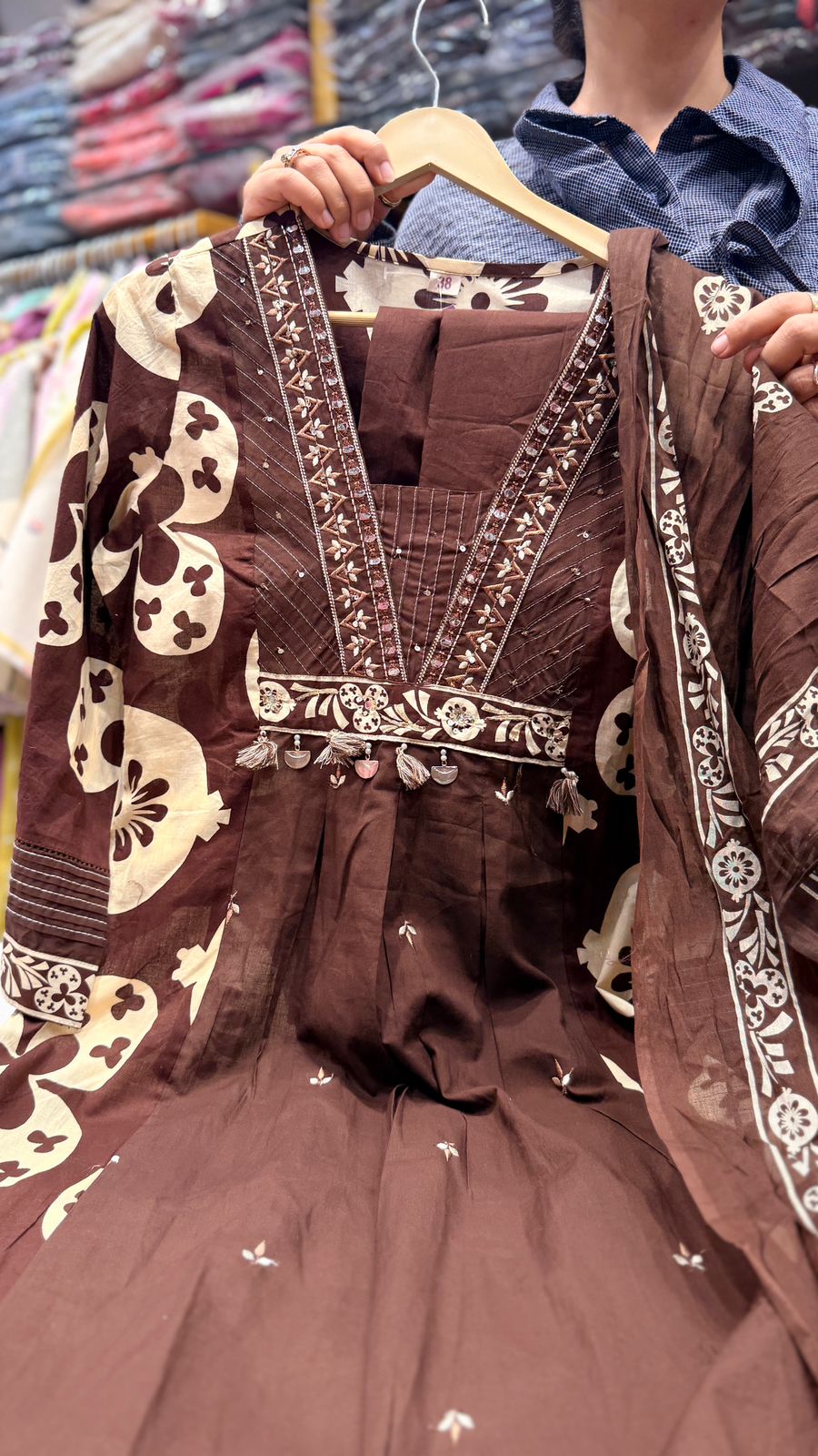 Cocoa Charm Handblock Cotton Suit