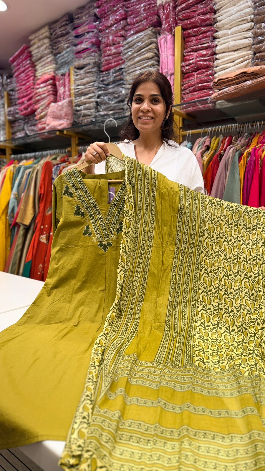 Olive Meadow Cotton Suit Set