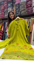 Lime Meadow Mul Cotton Embroidery Suit Set