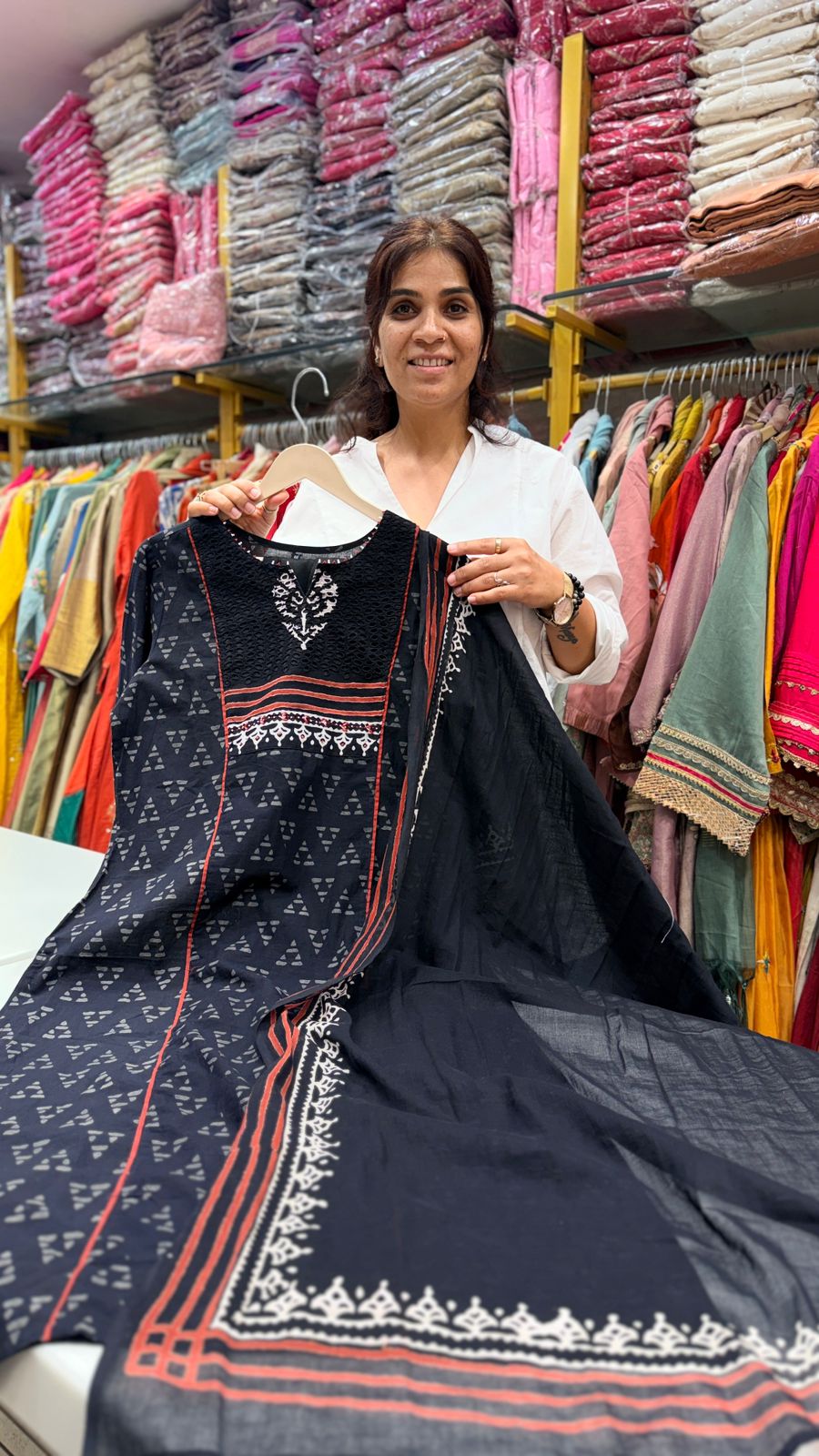 Midnight Tribal Print Cotton Suit Set