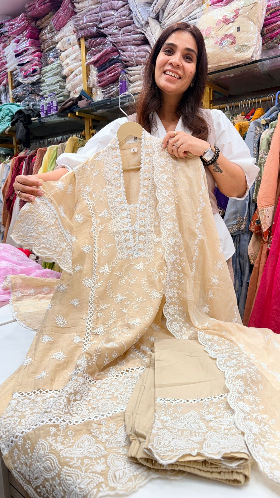 Embroidered Straight Suit Set