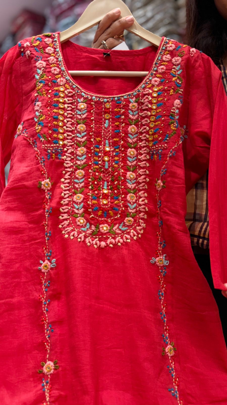 Crimson Bloom Kurta Pant Set