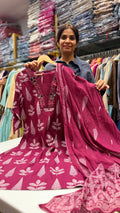 Rosewood Leaf Printed Cotton Suit
