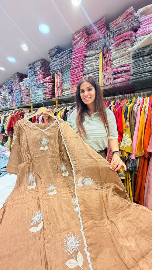 Caramel Blossom Pure HO Silk Suit Set