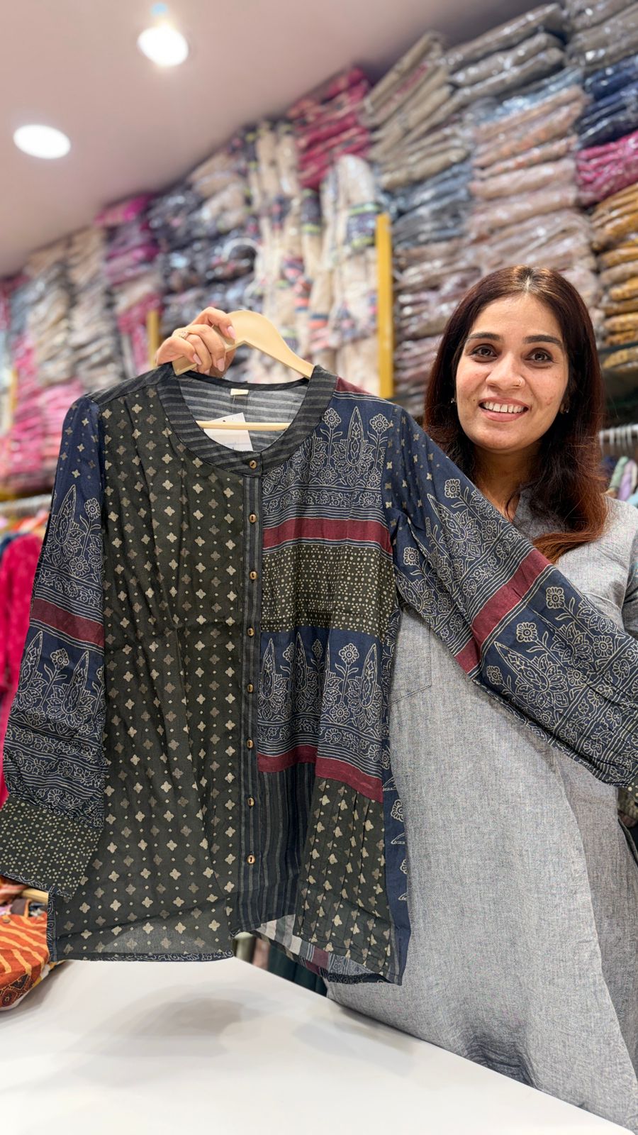 Midnight Fern Pure Maslin Printed Shirt