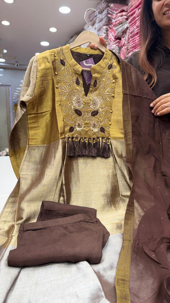 Golden Mocha Kanjivaram Suit Set
