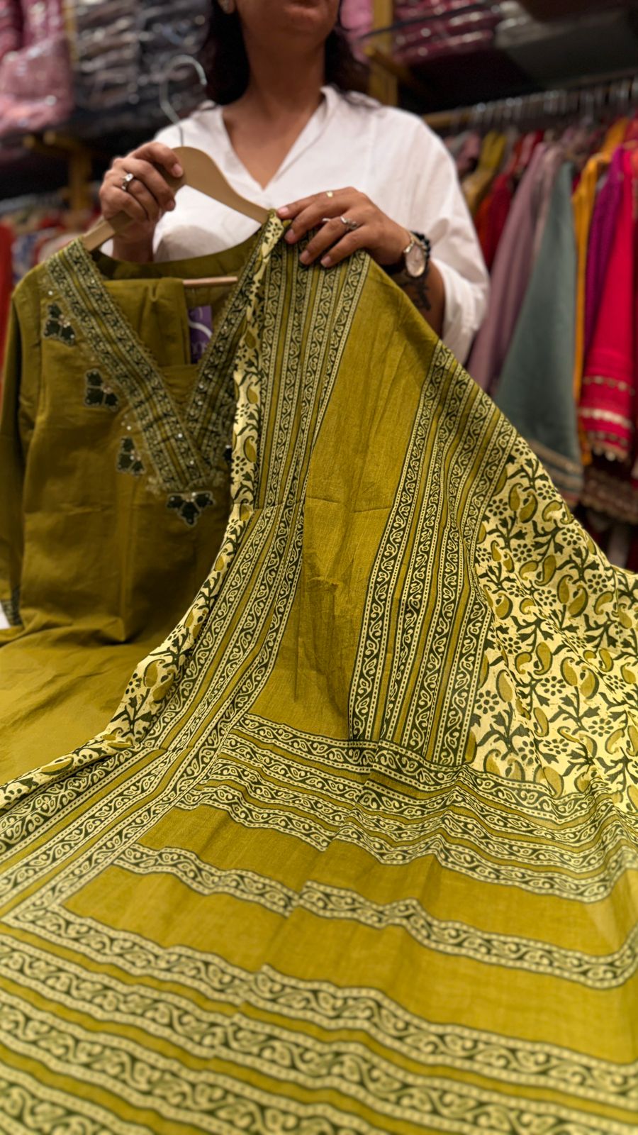 Olive Meadow Cotton Suit Set