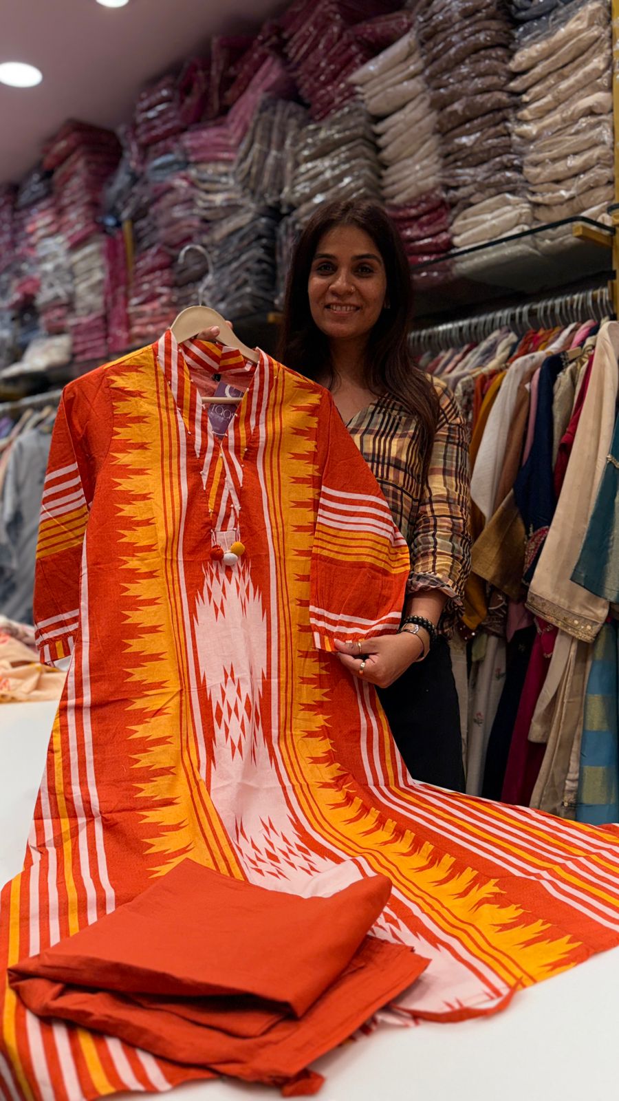 Sunset Blaze Printed Kurta Pant Set