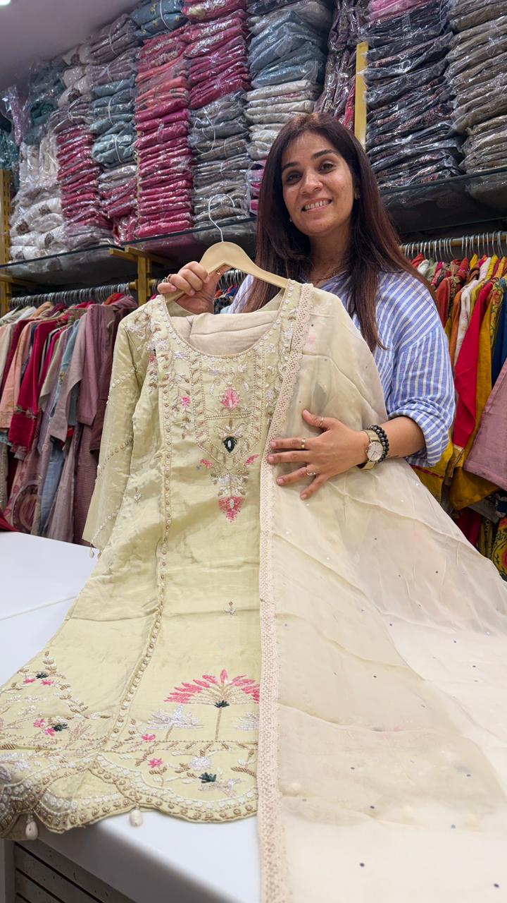 Ivory Sea Embroidered Festive Suit Set