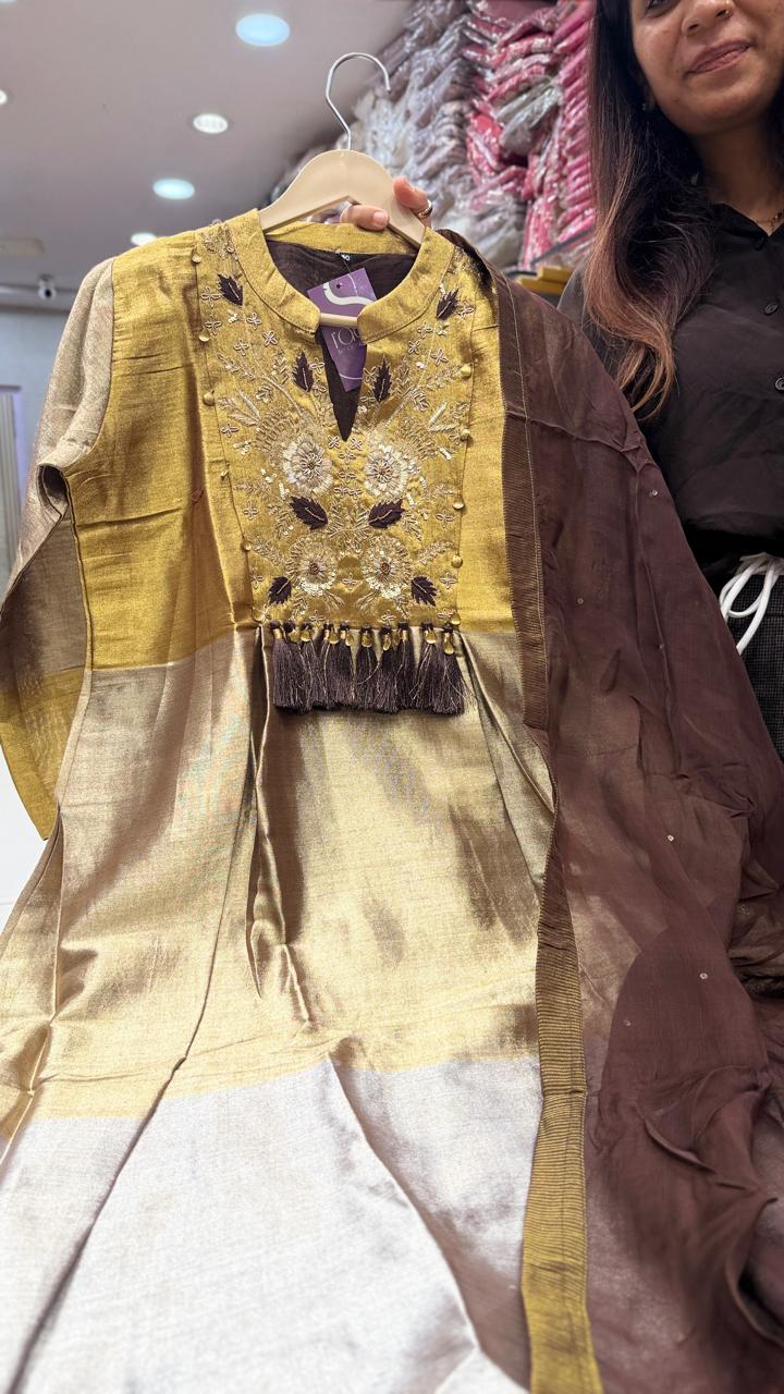 Golden Mocha Kanjivaram Suit Set