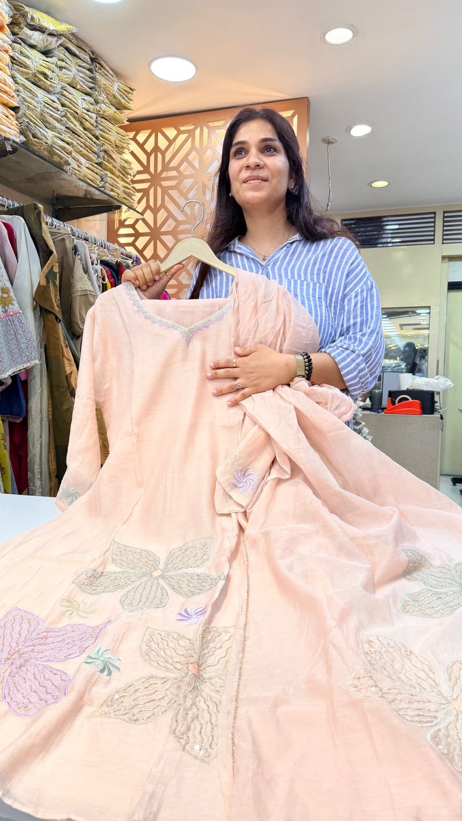 Blush Petal Hand-Embroidered Suit Set