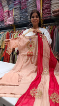 Rose Gold Mul Chanderi Suit Set