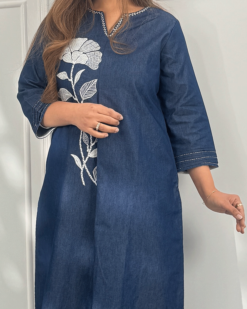 Buy denim kurtas for women latest design in India @ Limeroad